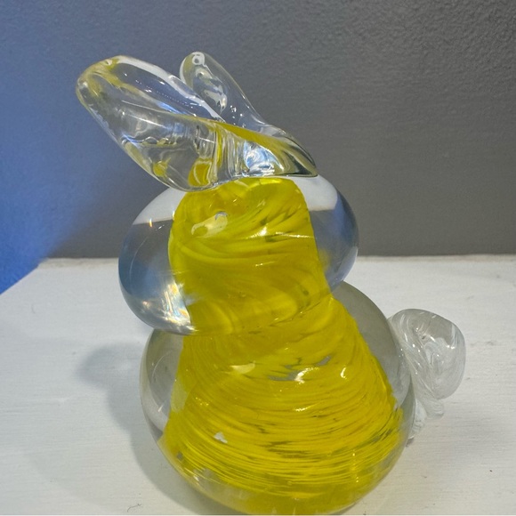 Handblown one of a kind glass bunny rabbit with yellow glass design inside. - Picture 9 of 12